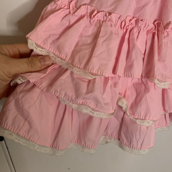 Vintage Mini World pink twirl pageant ruffle dress with lace trim Size 6 - Picture 6 of 9